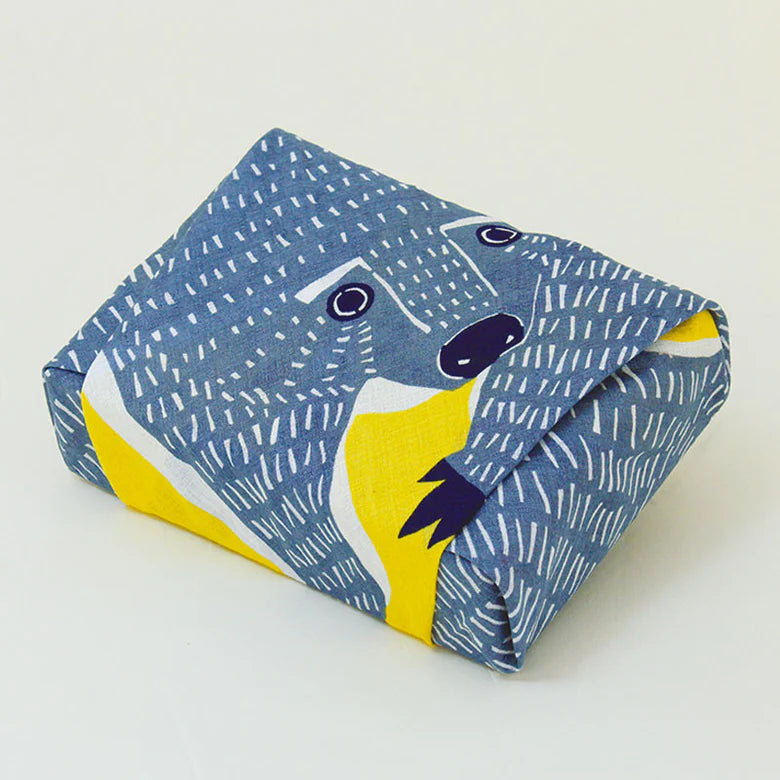 Kata Kata Musubi Furoshiki Wrap: Bear and Bird Yellow