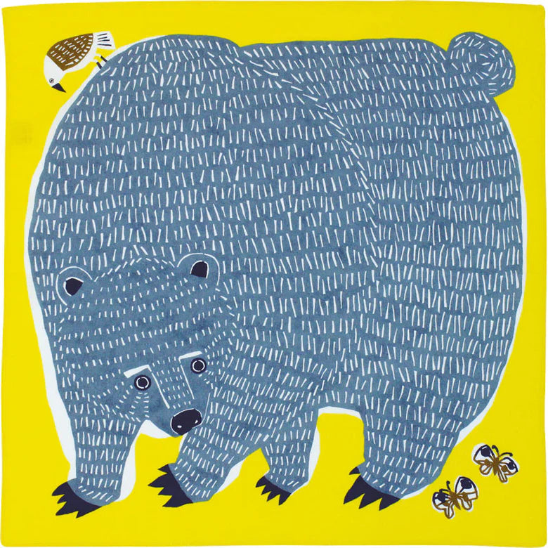 Kata Kata Musubi Furoshiki Wrap: Bear and Bird Yellow