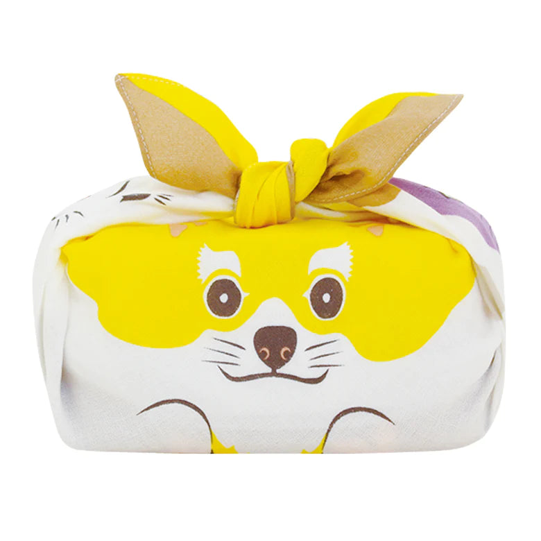Animal COCHAE Musubi Furoshiki Wrap: Dog Beige/Yellow
