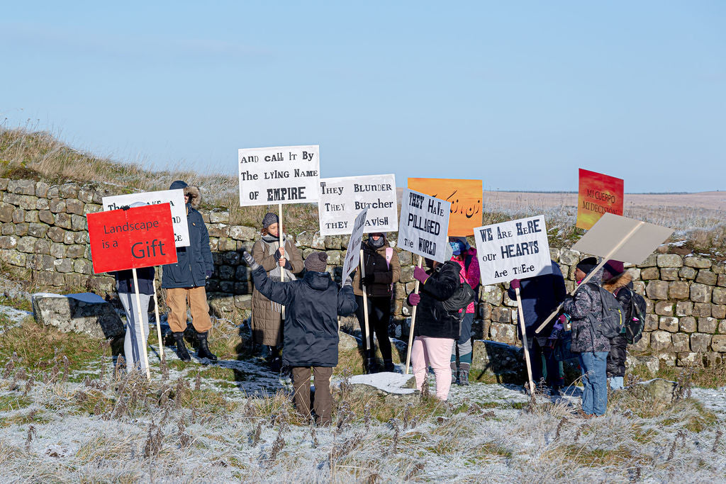 Performative protest, Hadrain’s Wall; image: Simone J Rudolphi