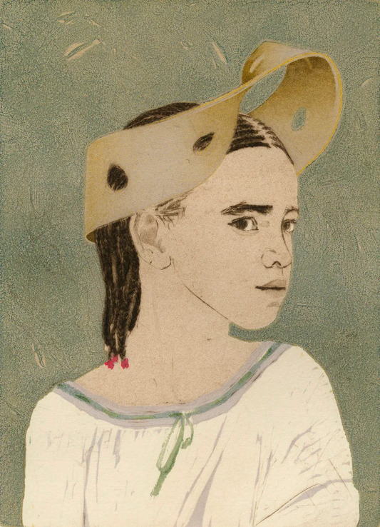 Bethany Wearing a Perforated Möbius Strip as a Hat