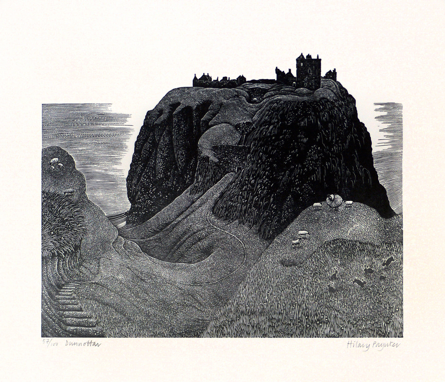 Hilary Paynter Wood Engraving: Dunnottar