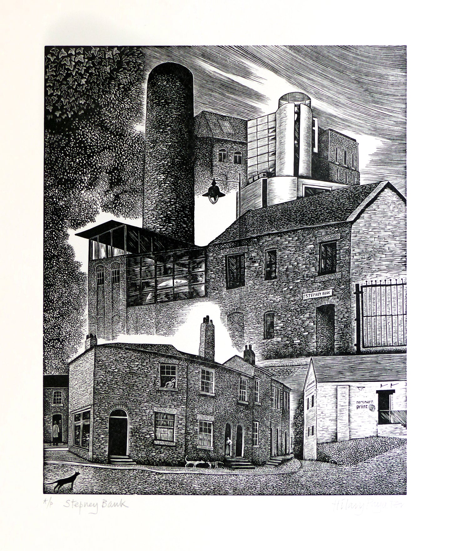 Hilary Paynter Wood Engraving: Stepney Bank