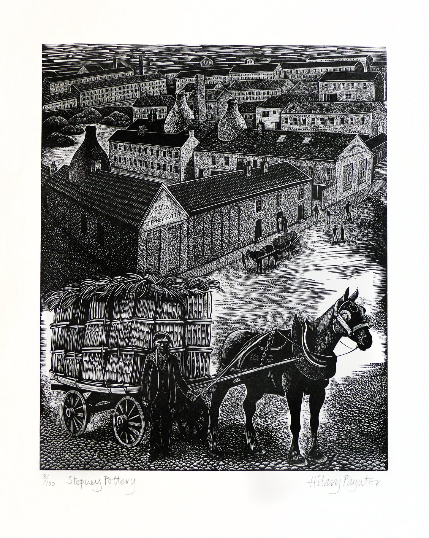 Hilary Paynter Wood Engraving: Stepney Pottery