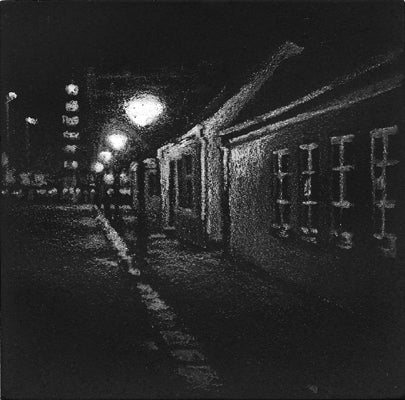 Anja Percival. Etching: Street Light III
