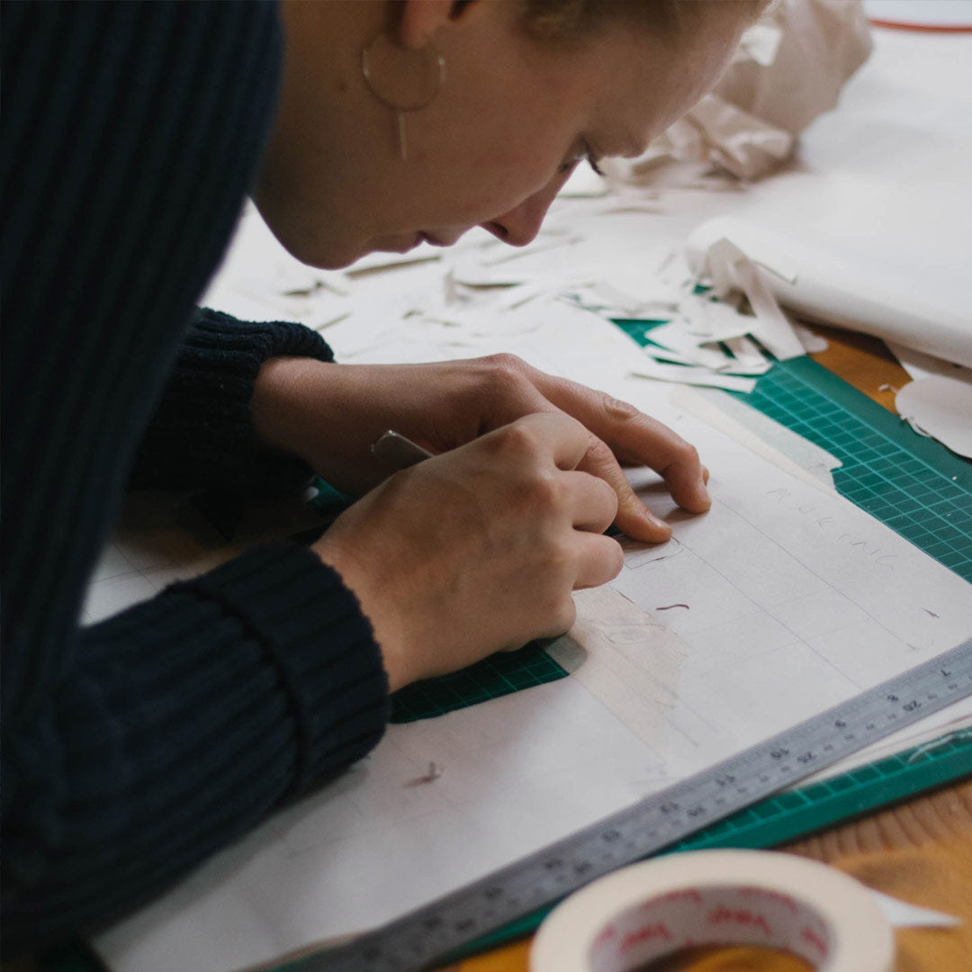 Hand cut paper stencil screenprint