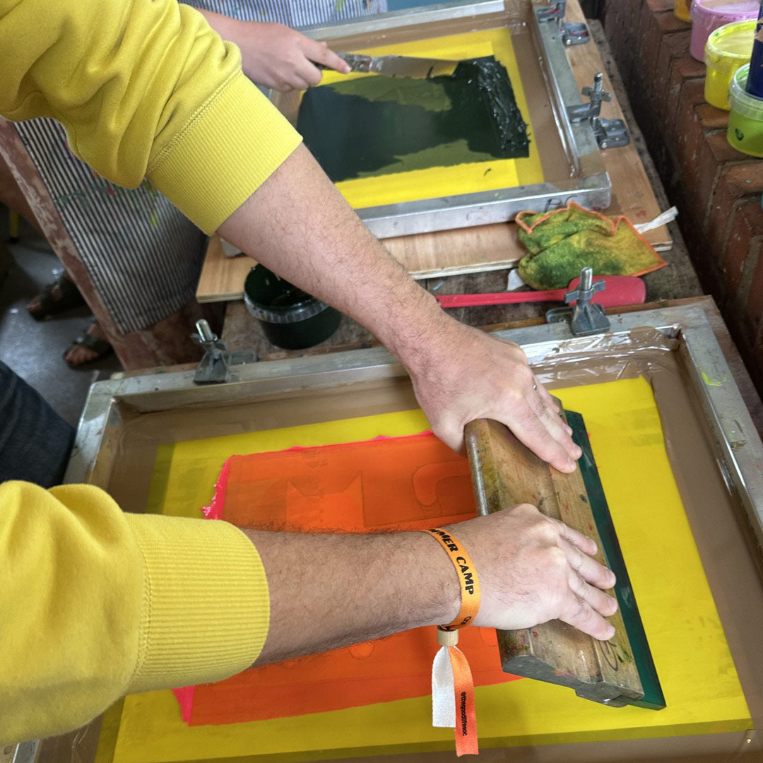 Hand cut paper stencil screenprint