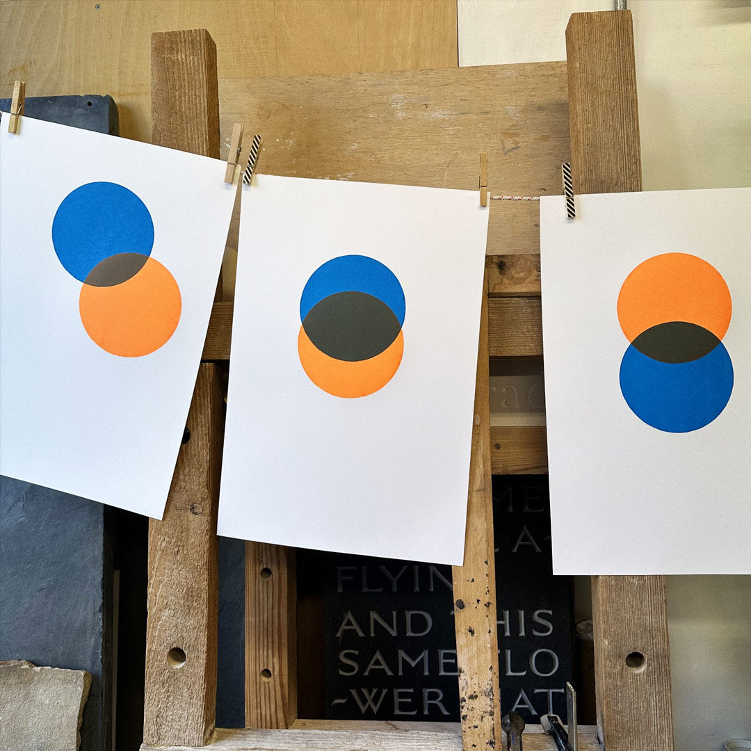 Hand cut paper stencil screenprint