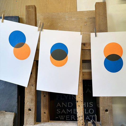 Hand cut paper stencil screenprint