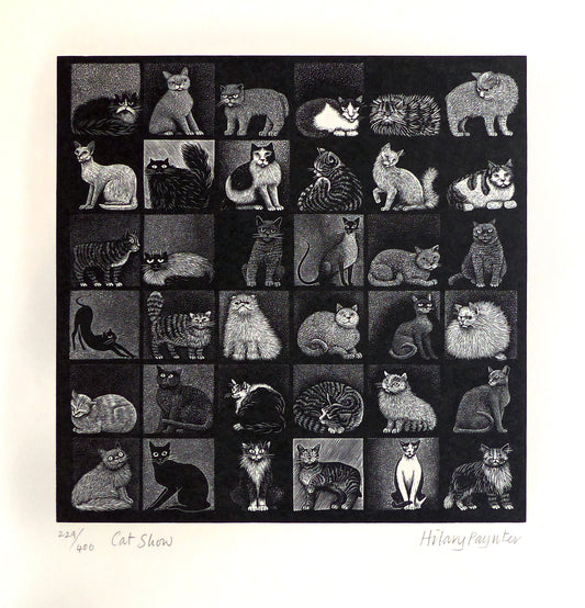 Hilary Paynter Wood Engraving: Cat Show