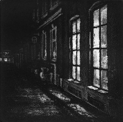 Anja Percival. Etching: Street Light II